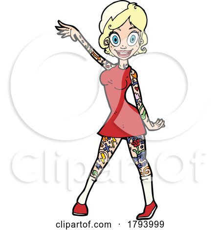 Cartoon Sexy Blond Woman with Tattoos by lineartestpilot
