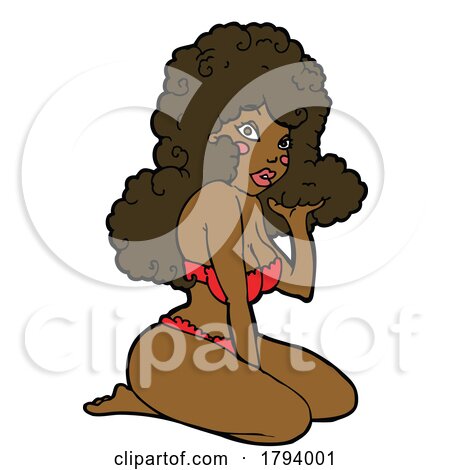 Cartoon Sexy Black Woman in a Bikini by lineartestpilot