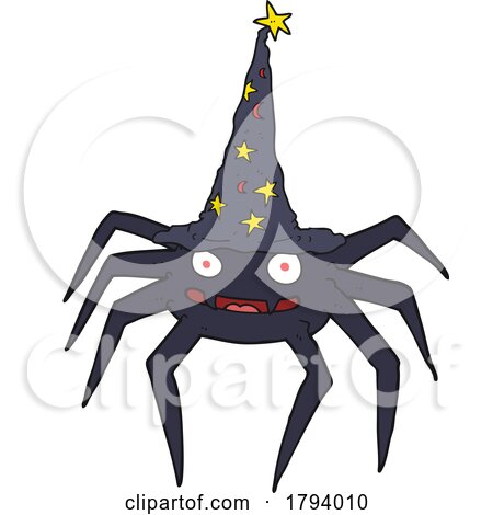 Cartoon Spider Wearing a Witch Hat by lineartestpilot