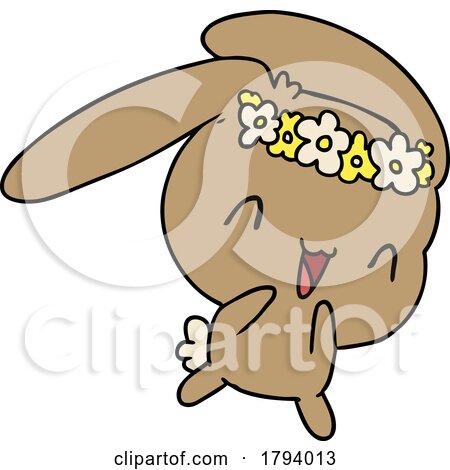 Cartoon Hippie Bunny Rabbit with a Flower Band by lineartestpilot