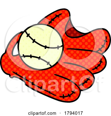 Cartoon Baseball in a Glove by lineartestpilot