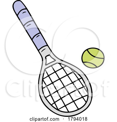 Cartoon Tennis Racket and Ball by lineartestpilot