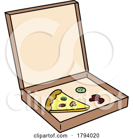 Cartoon Slice in a Pizza Bo by lineartestpilot