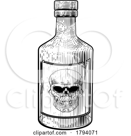 Poison Bottle Skull Warning Sign Label Vintage by AtStockIllustration