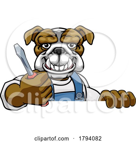Bulldog Electrician Handyman Holding Screwdriver by AtStockIllustration