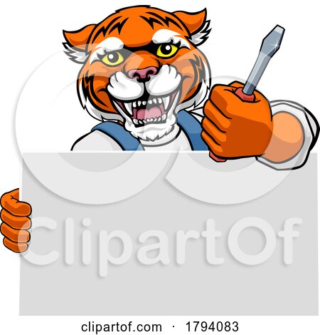 Electrician Tiger Screwdriver Tool Handyman by AtStockIllustration