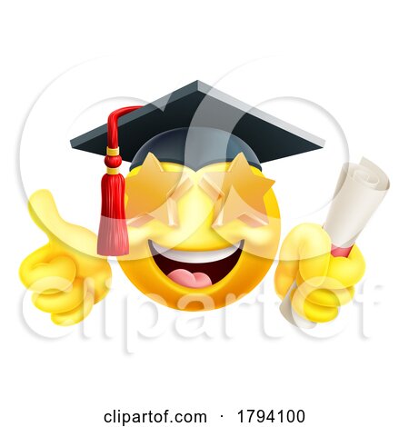 Emoji Graduate College Star Eyes Cartoon Emoticon by AtStockIllustration