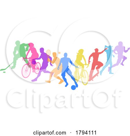 Sports Active Fitness Sport Silhouette People Set by AtStockIllustration