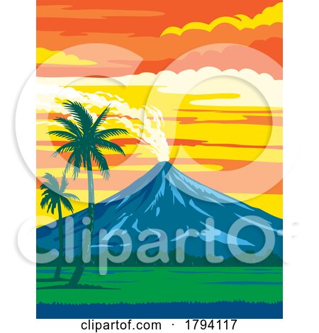 Mayon Volcano Natural Park in Bicol Region Luzon Philippines WPA Art Deco Poster by patrimonio