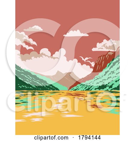 Ba Be National Park in Bac Kạn Province Vietnam WPA Art Deco Poster by patrimonio
