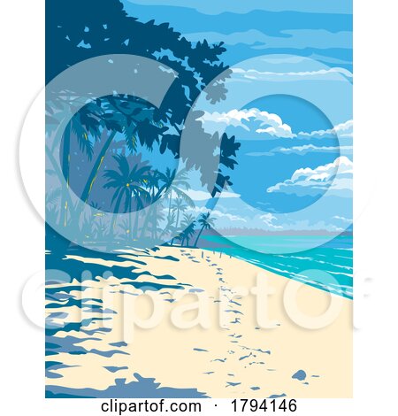 White Sand Beach in Santa Fe Bantayan Island Cebu Philippines WPA Art Deco Poster by patrimonio