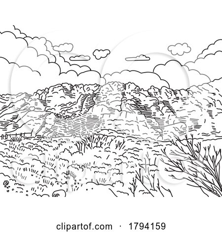 Red Rock Canyon National Conservation Area Clark County Nevada USA Mono Line Art by patrimonio
