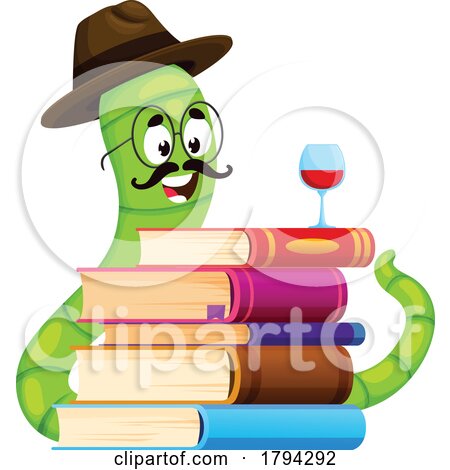 Book Worm with Wine by Vector Tradition SM
