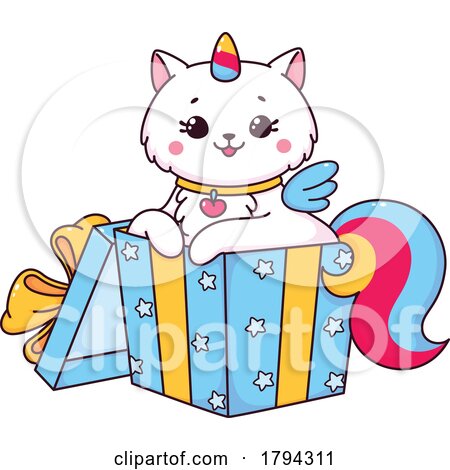 Unicorn Cat in a Gift Box by Vector Tradition SM
