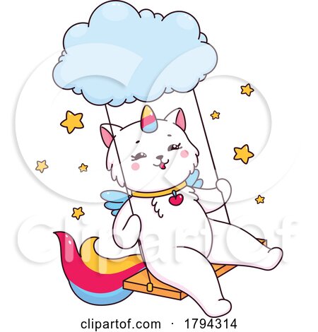 Unicorn Cat on a Swing by Vector Tradition SM