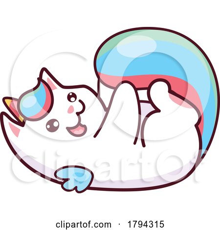 Unicorn Cat Playing with Its Tail by Vector Tradition SM