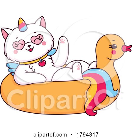 Unicorn Cat Floating on an Inner Tube by Vector Tradition SM
