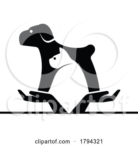 Silhouetted Hands Dog and Cat Pet Clinic Animal Hospital Logo by Vector Tradition SM