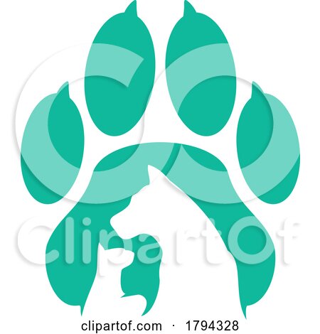 Silhouetted Paw Print Dog and Cat Pet Clinic Animal Hospital Logo by Vector Tradition SM