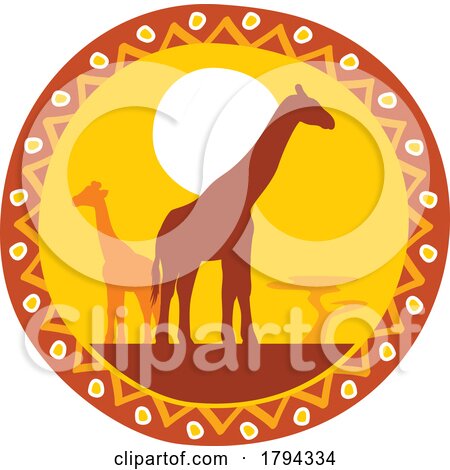 Silhouetted African Sunset Giraffes by Vector Tradition SM