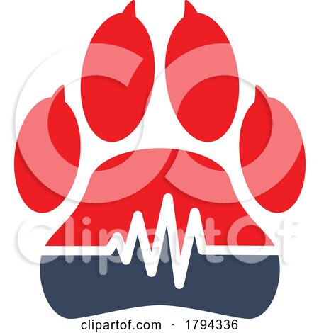 Dog or Cat Paw Print with a Heart Beat Animal Hospital Logo by Vector Tradition SM
