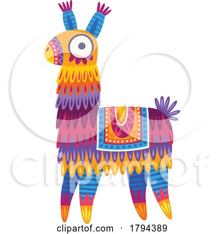 Colorful Mexican Themed Llama or Alpaca by Vector Tradition SM