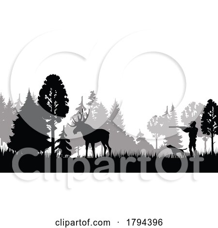 Silhouetted Elk Hunter by Vector Tradition SM
