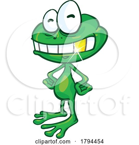 Cartoon Frog with a Gold Tooth Standing with Hands on Hips by Domenico Condello