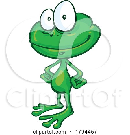 Cartoon Frog Grinning and Standing with Hands on Hips by Domenico Condello