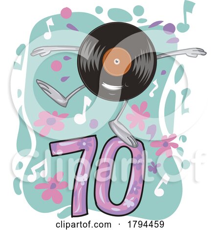 Cartoon Vinyl Record LP Character Mascot and 70s Music Hits Design by Domenico Condello