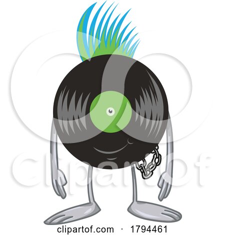 Cartoon Punk Rock Vinyl Record LP Character Mascot by Domenico Condello