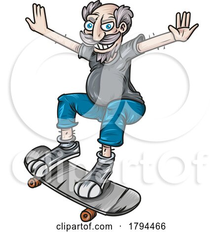 Cartoon Crazy Old Skater Dude by Domenico Condello