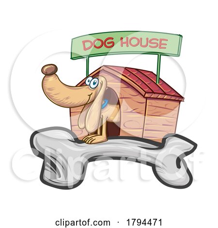 Cartoon Dog Emerging from a House over a Bone by Domenico Condello