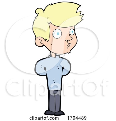Cartoon Boy with His Hands Behind His Back by lineartestpilot