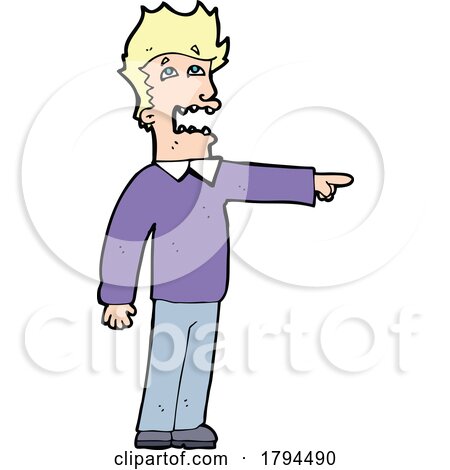 Cartoon Man Yelling and Pointing by lineartestpilot