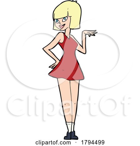 Cartoon Blond Woman in a Red Dress by lineartestpilot