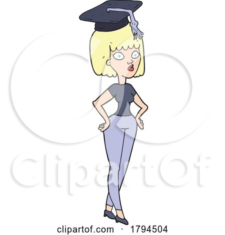 Cartoon Blond Woman Graduate by lineartestpilot