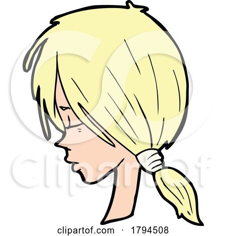 Cartoon Blond Womans Face in Profile by lineartestpilot