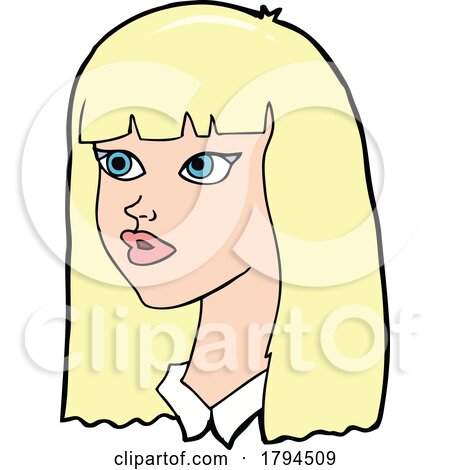 Cartoon Blond Womans or Girls Face by lineartestpilot