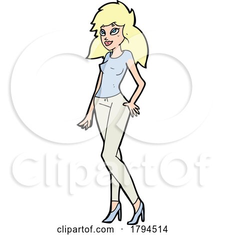 Cartoon Casual Blond Woman by lineartestpilot