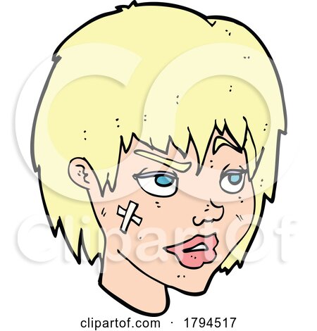 Cartoon Blond Womans Face with Bandages by lineartestpilot