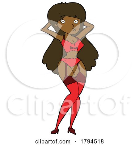 Cartoon Black Woman Modeling Lingere by lineartestpilot