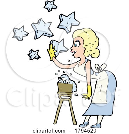 Cartoon Blond Woman Cleaning by lineartestpilot