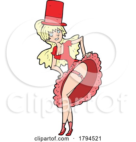 Cartoon Blond Woman Dancer in a Red Dress by lineartestpilot