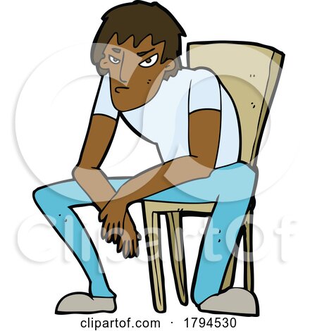 Cartoon Moody Man Sitting in a Chair by lineartestpilot