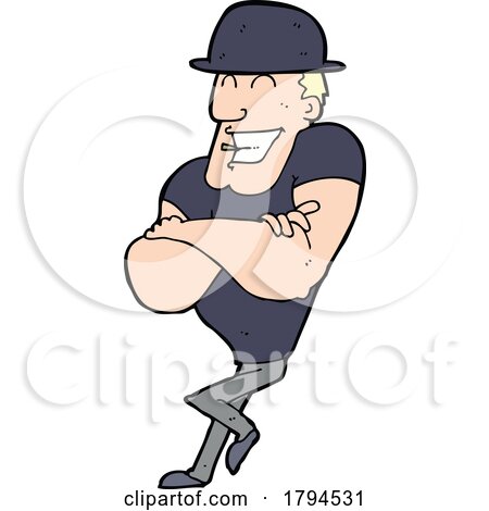 Cartoon Man with Folded Arms Leaning by lineartestpilot