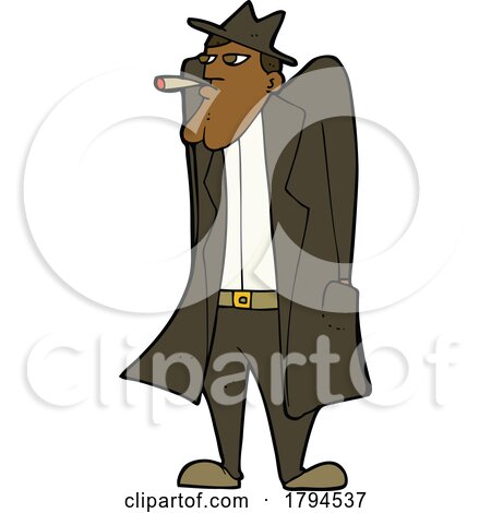 Cartoon Man in a Trench Coat by lineartestpilot