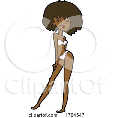 Cartoon Black Woman in a Bikini by lineartestpilot