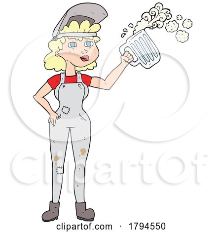 Cartoon Blond Woman Welter Holding a Beer by lineartestpilot