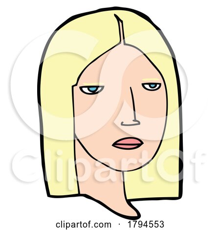 Sticker of a Cartoon Serious Woman by lineartestpilot
